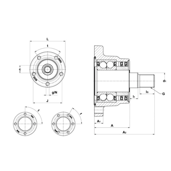 Gối đỡ HUA14F-4M12-S01